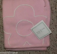 BLANKET BABY GIRL KIDS LINE TIDDLIWINKS PINK FLOWER  FLEECE WHITE EMBROIDERY NEW