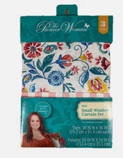 Pioneer Woman Mazie Small Window Curtain Set 3Pc Tiers 30"Wx36"L Plus Valance
