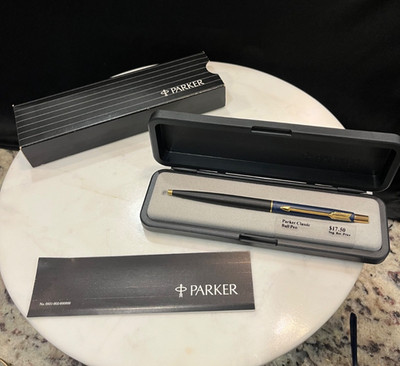 Vintage Parker Classic Matte Navy Cap / Black 23K GT Ball Pen, NOS, circa 1984