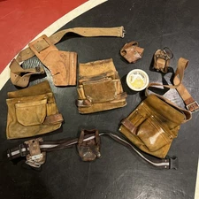 Leather Tool Belt Lot 3 Pouches 5 Accessory Holders 3 Belts Mink Oil