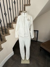 VTG Ralph Lauren Tracksuit Set Ivory Gold Stripe L Straight Leg Y2K Quiet Luxury