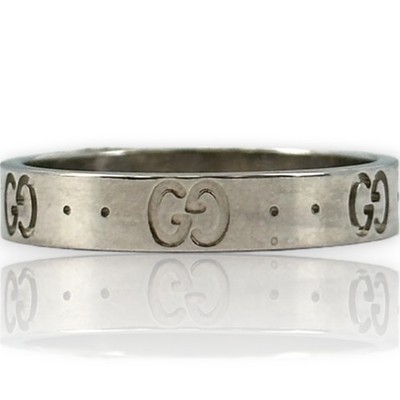 GUCCI Icon Thin 18kt White Gold Monogramed GG 4mm Band