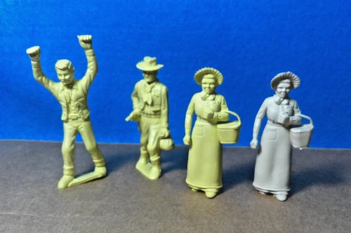 Marx original 1950's western town figures, two woman a sheriff and bandit