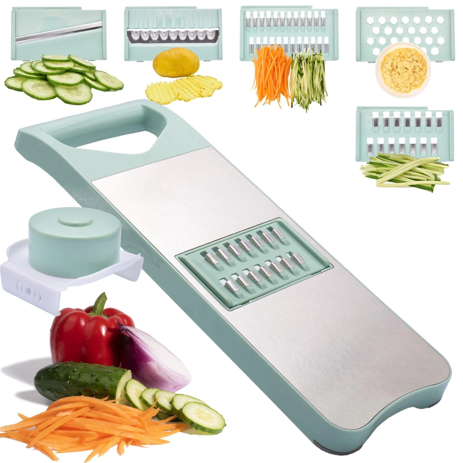 Multi-Purpose Mandoline Slicer for Kitchen with Slide-On Hand Guard - Vegetab...