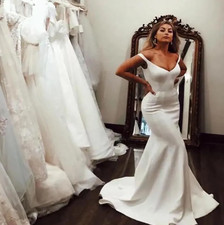 Wedding Dresses White Bridal Gowns Mermaid Formal Ivory Trumpet Sleeveless