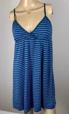 GAP Body Women's Small Vintage Y2K Blue Stripe Spaghetti Strap Cami Sleep Dress