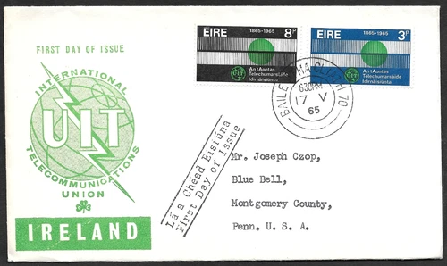 Ireland International Telecommunications Union Cachet FDC First Day Cover 1965