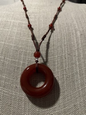Kreis Karneol Anhänger Deko/rote Perlen Karneol Halskette Boho/Hippie/Herzig