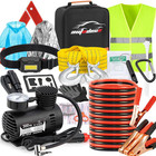 Car Emergency Kit Roadside Safety Kit w Jumper Cables Tow Strap Hammer