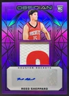 2024-25 Panini Obsidian Reed Sheppard RC Jersey Auto Purple /75 Rockets RW3