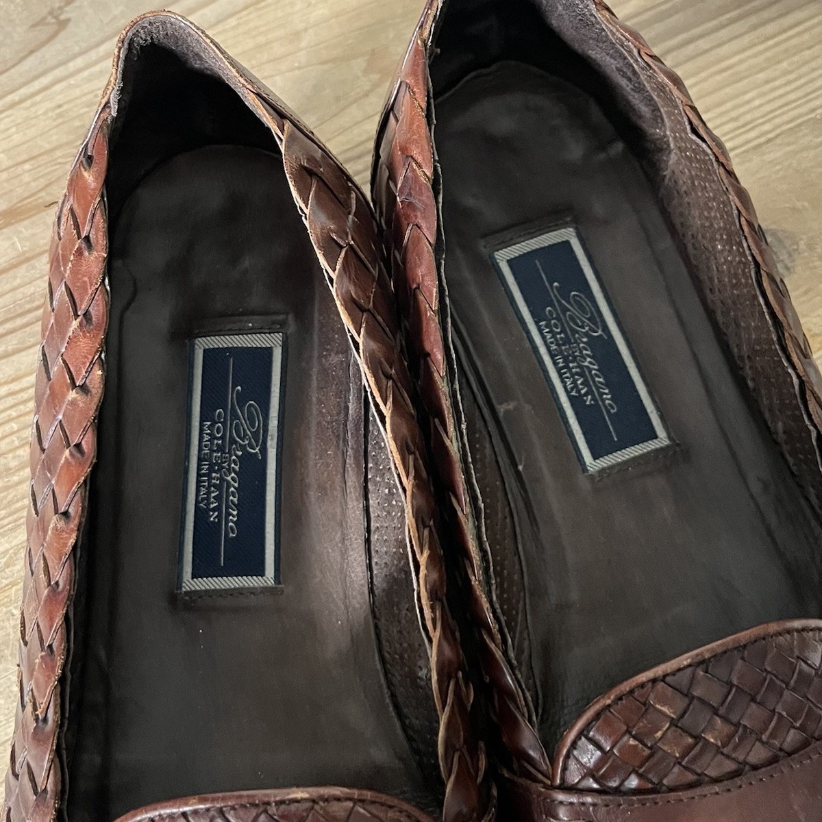 Cole Haan BRAGANO Italy Brown Woven Loafers Dress Shoes 