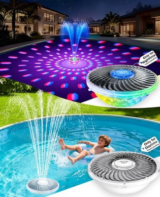2PKS Solar Pool Fountains with Light Show 2026 Upgraded Large Solar Pool Water