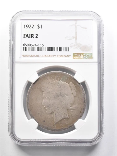 LOWBALL 1922 Peace Silver Dollar NGC Low Ball FR2 FR-2 Fair Pocket Piece *800