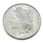 1885-CC $1 Silver Morgan Dollar in AU+ Condition, BU in Wear, Some Hairlines