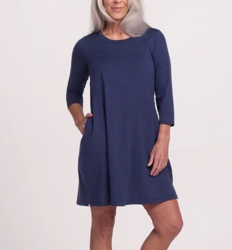 NEW WOOLX RISSA A-Line All Season Dress Merino Teal WOMEN SMALL HIKING OUTDOOR - Picture 2 of 9