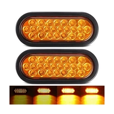 Partsam 2Pcs 6.3" LED Oval Amber Strobe Lights 24LED Recessed with Triple Fla...
