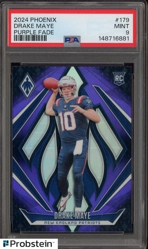 2024 Phoenix Purple Fade #179 Drake Maye Patriots RC Rookie PSA 9 MINT