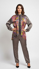 Vintage Platinum by Dorothy Schoelen 2PC Set Tunic Pants Multicolor Size M