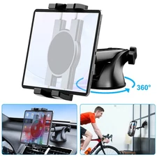 Car Tablet Phone Mount 360° Rotation Windshield Holder for 4.7-12.9" iPad iPhone
