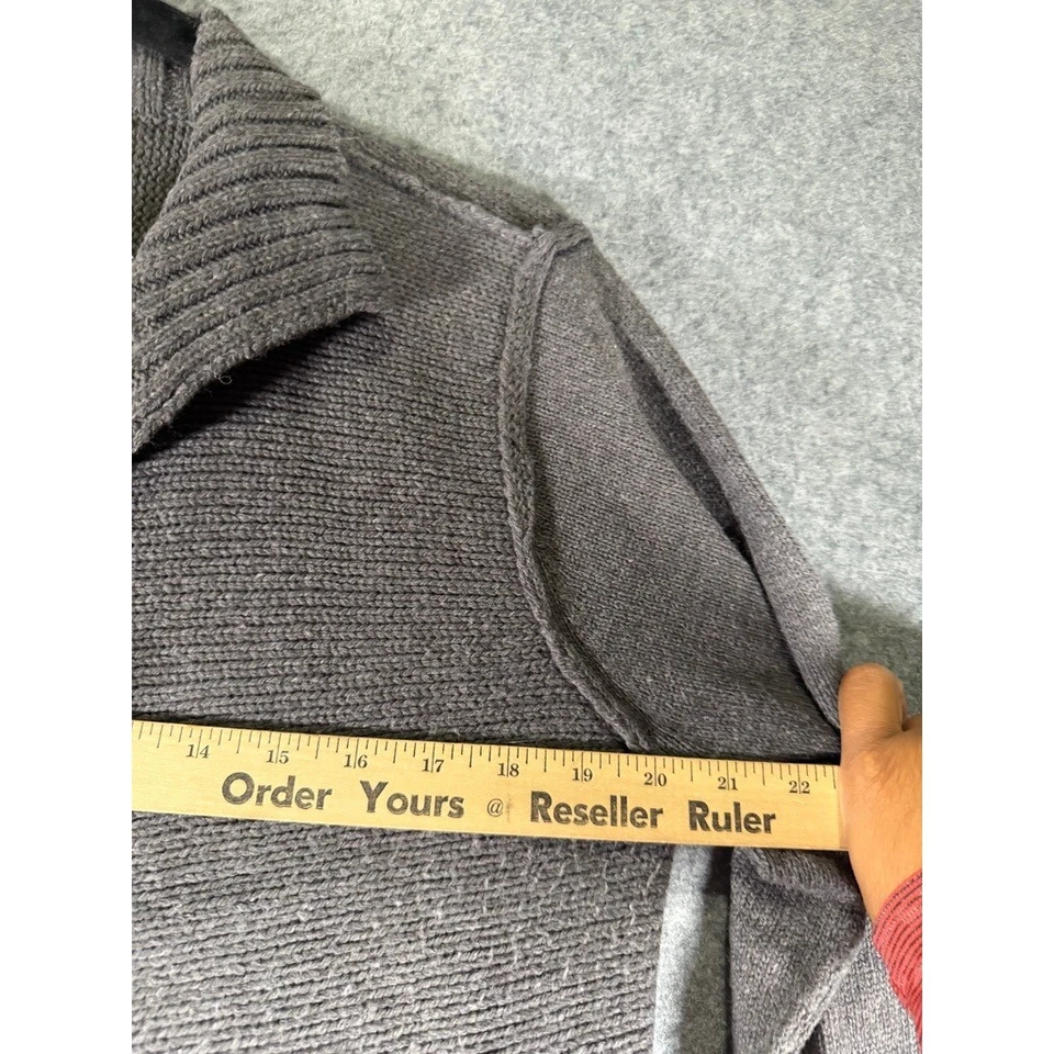 Suéter cárdigan gris Sundance para mujer grande mezcla de lana botón delantero acogedor Foto 3 de 4