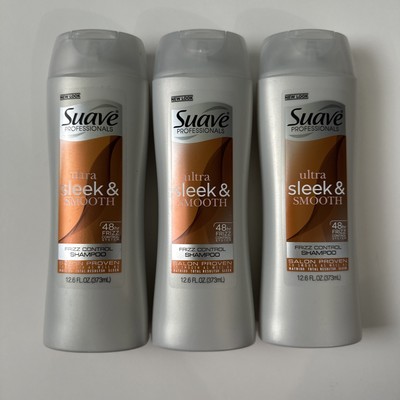 (3) Suave Professionals Sleek & Smooth Shampoo 48h Frizz Control System 12.6oz
