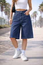 ASOS Collusion Denim Long Jorts Shorts sz 14 waist 36" Baggy Inseam 15"