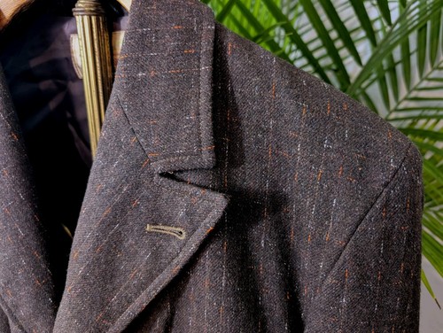 1940s 50s Town & Country Brown Western Bi-Swing Atomic Fleck Sportcoat Sz 40-42 - Picture 2 of 7