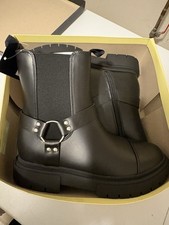 Art Class Kids' Crosby Harness Moto Boots - Black Size 3 Zipper Closure