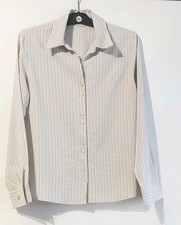 Erfo Damenbluse beige/weiss gestreift mit Lurexfäden Grösse 40