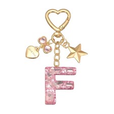 Cute Initial Letter Keychain, Letter F Keychains for Women Girls Bling Pink