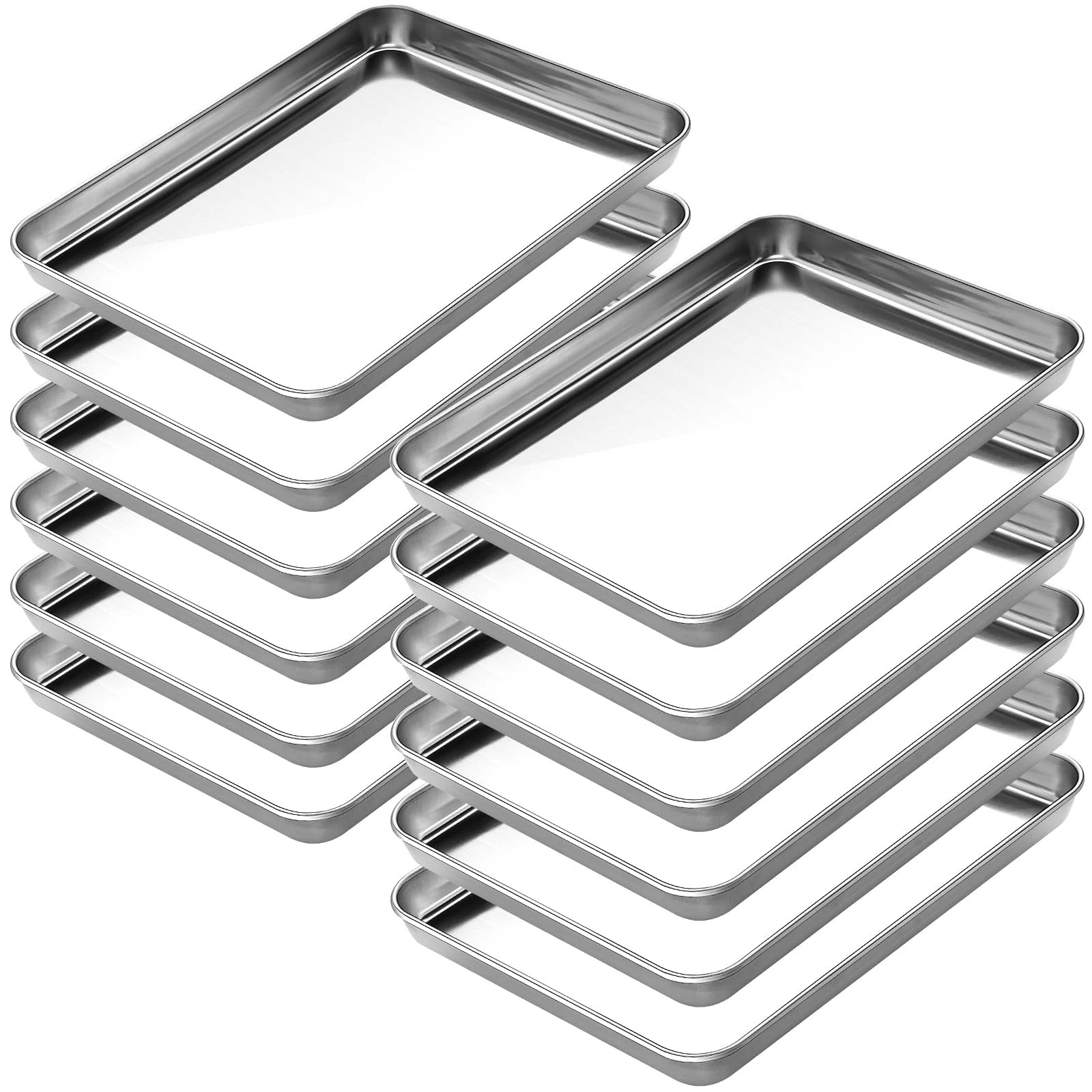 CEKEE Baking Sheet Set of 12, Stainless Steel 16 Inche 16 inche, Silver