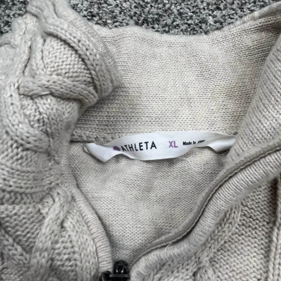 Vestido Suéter Athleta Para Mujer XL Beige Tejido con Cable Cuello Alto Algodón Orgánico Foto 2 de 4