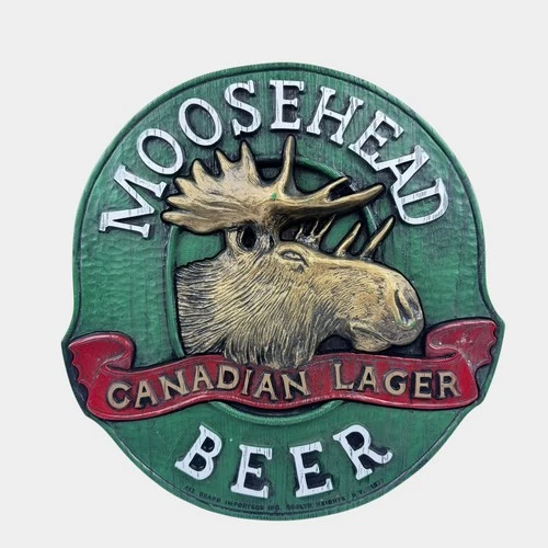 Vintage Moosehead Beer Wall Sign Canadian Lager Moose Head Plastic Bar Sign