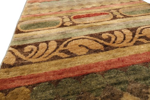 MICHAELINE & KOHLBERG Tibetan 2'6"x9'9" Runner Hand Knotted Art & Deco Wool Rug - Picture 4 of 7
