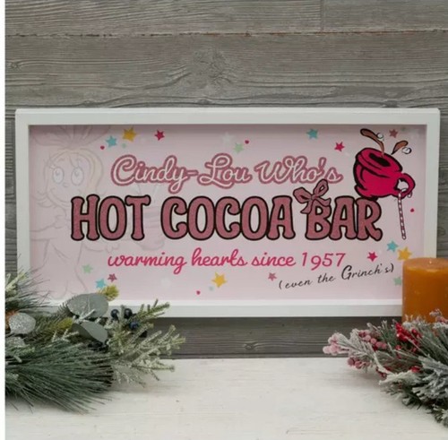 Cindy-Lou Who's Hot Cocoa Bar Schild - rosa und weißes Bild