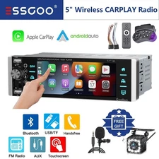 1 DIN 5" Car Stereo Radio android auto Bluetooth Touch Screen Wireless MP5 + CAM
