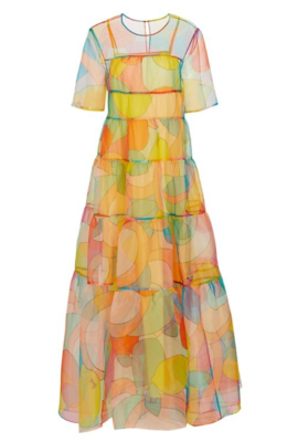 NWT STAUD Hyacinth Tiered Abstract-Print Maxi Dress Citrus Kaleidoscope |  eBay