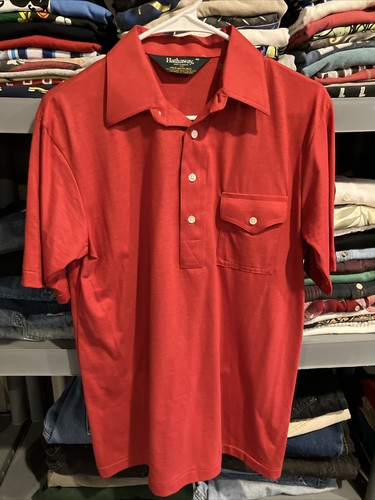 Vintage HATHAWAY JACK NICKLAUS MENS GOLF POLO RED SHORT SLEEVE SHIRT M 20x29