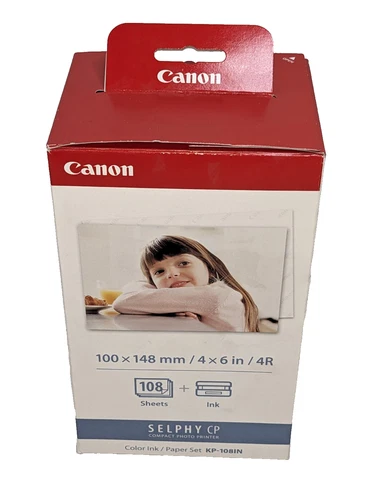 Canon Selphy KP-108IN Color Ink Paper Set 108 4x6 Sheets with 3 Toners - SEALED!