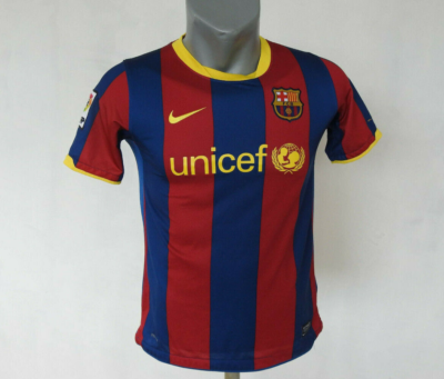 FC Barcelona 2010 Home Jersey David Villa #7 Nike Shirt Size Boys