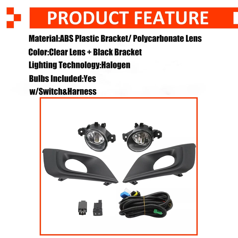 Luces antiniebla delanteras con bisel e interruptor Fit Nissan Murano 2015-2018 lente transparente Foto 3 de 4