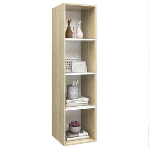 NNEVL Wall-mounted TV Cabinet Sonoma Oak and White 37x37x142.5 cm Chipboard - Picture 3 of 5