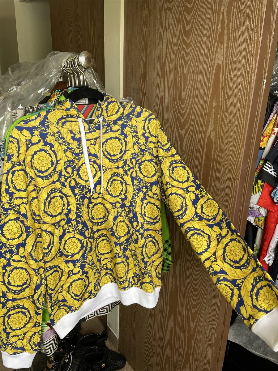 Rare Versace Baroque print everywhere hoodie with contrasting