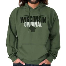 Wisconsin Original Souvenir Tourist State WI Adult Long Sleeve Hoodie Sweatshirt
