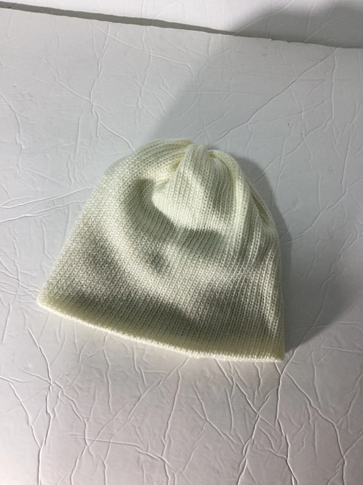 NUEVO CON ETIQUETAS HATATTACK MUJER TALLA ÚNICA REVERSIBLE PUNTA GORRO DENIM MARFIL MEZCLA DE LANA Foto 3 de 4