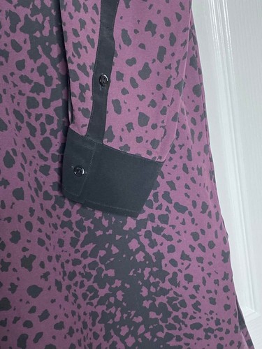 ๐ VINCE Purple Black Leopard Animal Print Silk Hi-Lo Tunic Shirt-Dress M = 8/10 - Picture 9 of 11