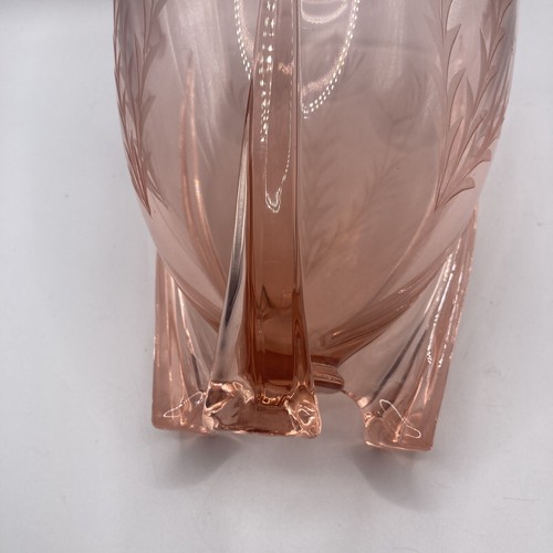 Vintage Art Deco Duncan and Miller Pink W/ Etched Poppy flowers, Rocket Vase - Picture 11 of 20