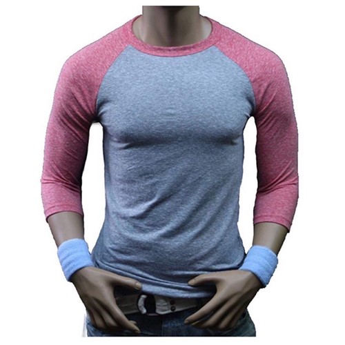 Mens T-Shirt 3/4 Sleeve Baseball Tri-Blend Casual Crew Neck Raglan Athletic Tee - Picture 8 of 11