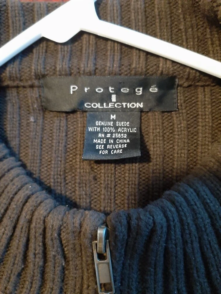 Chaqueta Jersey Hombre Colección Protégé Acanalada Cremallera Marrón Talla Mediana Foto 3 de 4