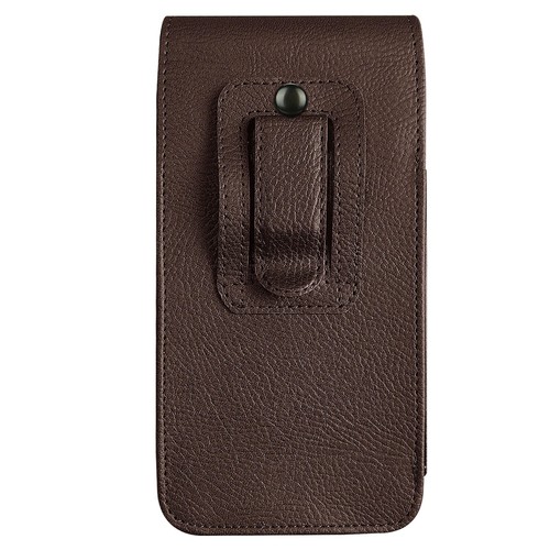Brown Vertical Leather Holster Belt Clip Case Cover For Apple iPhone 15 Plus - Picture 6 of 14